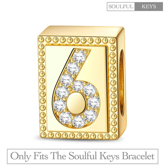 gona- Number Six Tarnish-resistant Silver Rectangular Charms In 14K Gold Plated