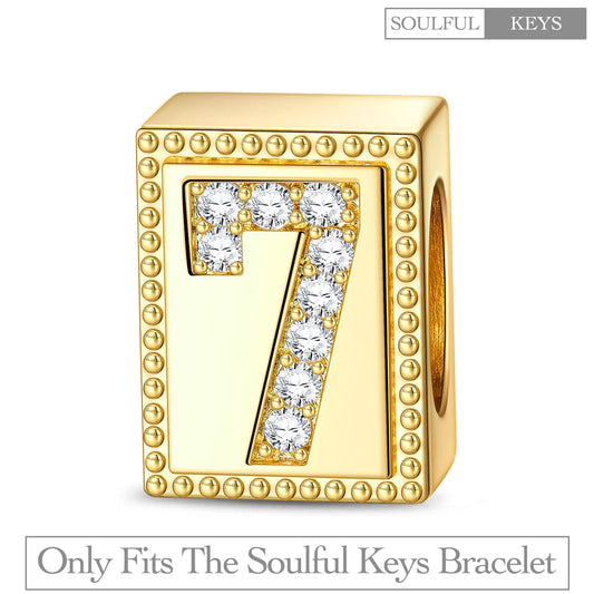 gona- Number Seven Tarnish-resistant Silver Rectangular Charms In 14K Gold Plated