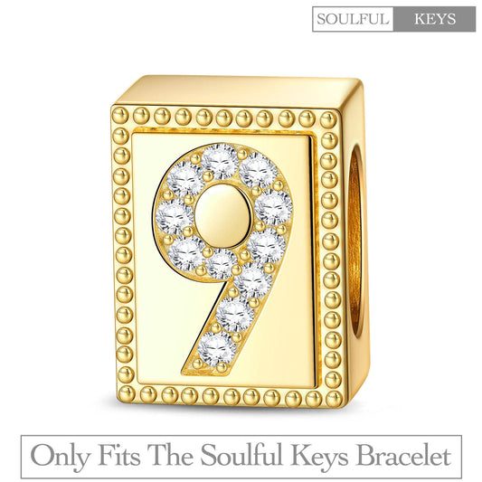 gona- Number Nine Tarnish-resistant Silver Rectangular Charms In 14K Gold Plated
