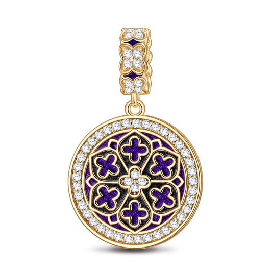 gona- Lucky Clover Tarnish-resistant Silver Dangle Charms With Enamel In 14K Gold Plated