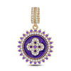 Blooming Four-leaf Clover Tarnish-resistant Silver Dangle Charms With Enamel In 14K Gold Plated
