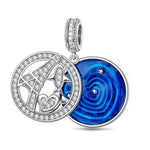 Fly to Paris Tarnish-resistant Silver Dangle Charms With Enamel In White Gold Plated