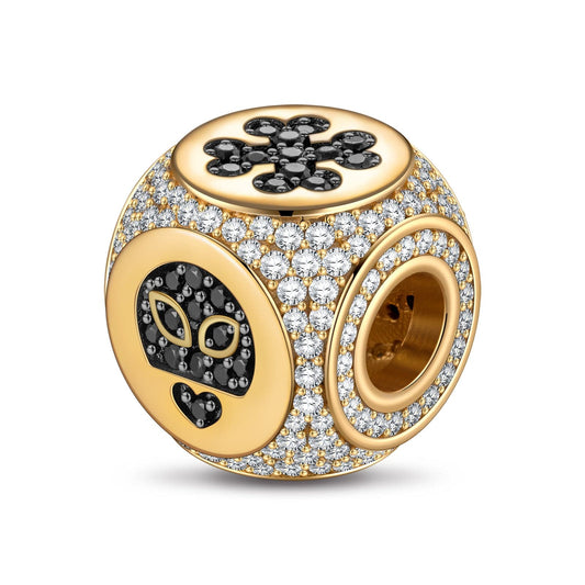gona- Skull and Bones Tarnish-resistant Silver Charms In 14K Gold Plated