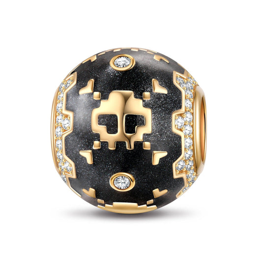 gona- XL Size Tarnish-resistant Silver Charms With Enamel In 14K Gold Plated For Men