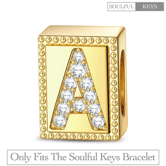 gona- Letter A Tarnish-resistant Silver Rectangular Charms In 14K Gold Plated