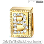 Letter B Tarnish-resistant Silver Rectangular Charms In 14K Gold Plated