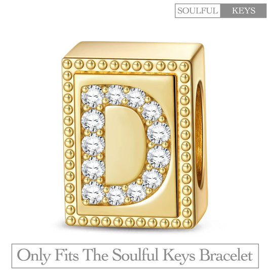 gona- Letter D Tarnish-resistant Silver Rectangular Charms In 14K Gold Plated