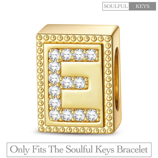 gona- Letter E Tarnish-resistant Silver Rectangular Charms In 14K Gold Plated