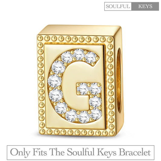gona- Letter G Tarnish-resistant Silver Rectangular Charms In 14K Gold Plated