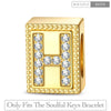 Letter H Tarnish-resistant Silver Rectangular Charms In 14K Gold Plated