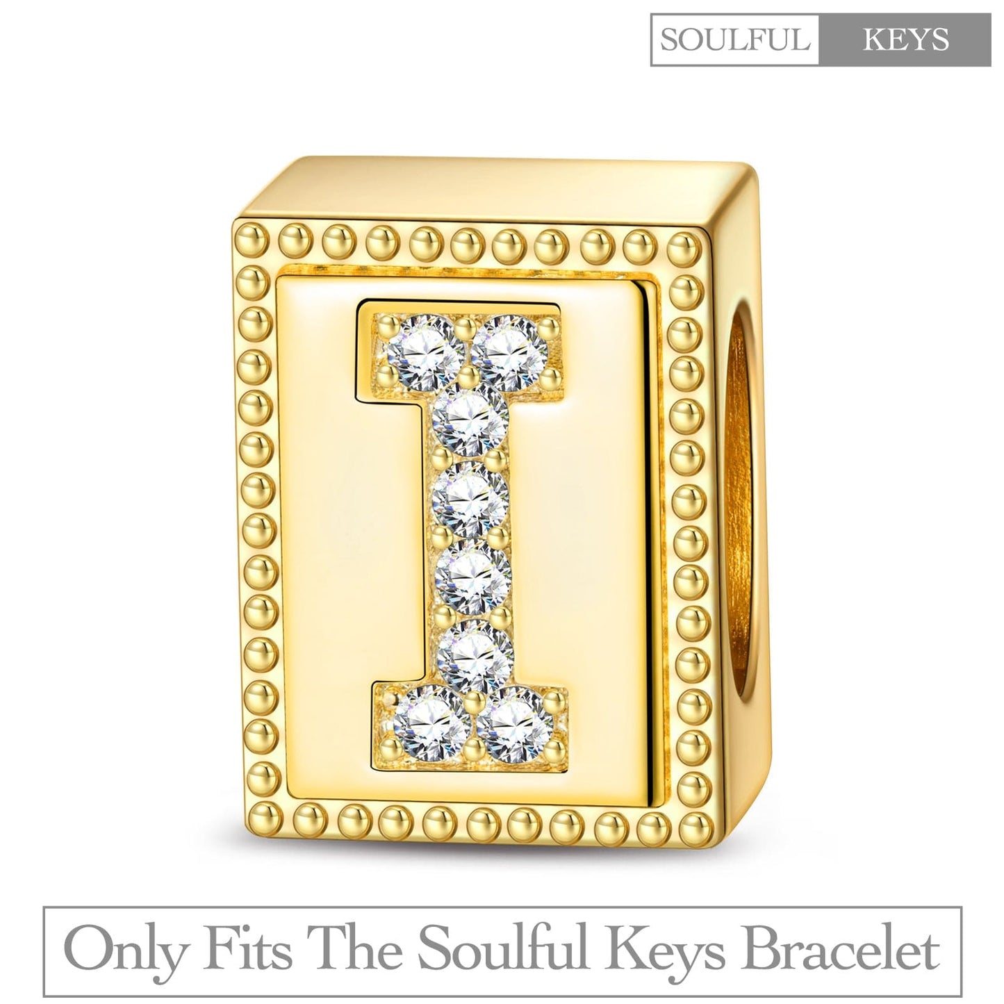 Letter I Tarnish-resistant Silver Rectangular Charms In 14K Gold Plated