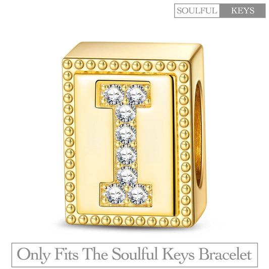 gona- Letter I Tarnish-resistant Silver Rectangular Charms In 14K Gold Plated