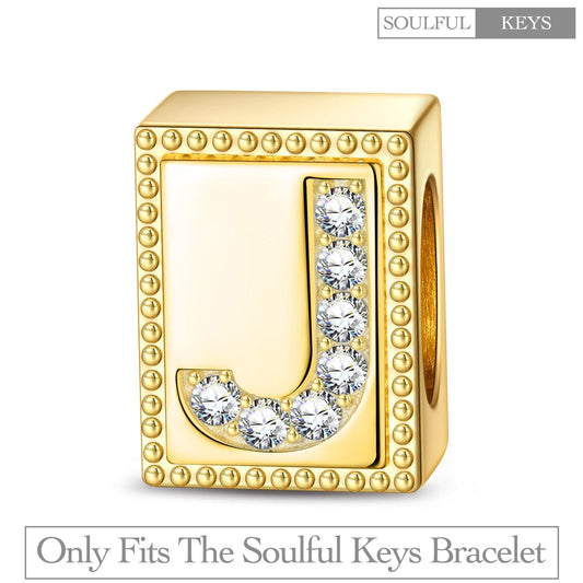 gona- Letter J Tarnish-resistant Silver Rectangular Charms In 14K Gold Plated