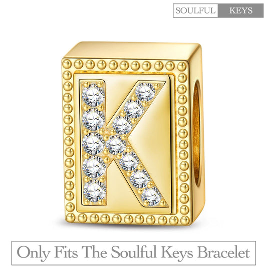 gona- Letter K Tarnish-resistant Silver Rectangular Charms In 14K Gold Plated