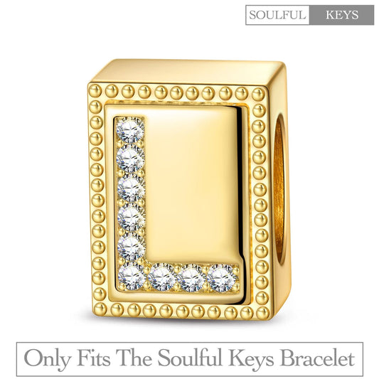 gona- Letter L Tarnish-resistant Silver Rectangular Charms In 14K Gold Plated