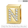 Letter N Tarnish-resistant Silver Rectangular Charms In 14K Gold Plated