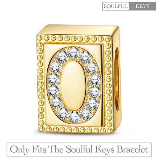 gona- Letter O Tarnish-resistant Silver Rectangular Charms In 14K Gold Plated