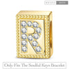Letter R Tarnish-resistant Silver Rectangular Charms In 14K Gold Plated