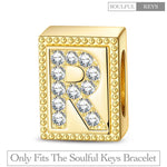 Letter R Tarnish-resistant Silver Rectangular Charms In 14K Gold Plated