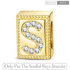 Letter S Tarnish-resistant Silver Rectangular Charms In 14K Gold Plated