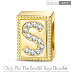 Letter S Tarnish-resistant Silver Rectangular Charms In 14K Gold Plated