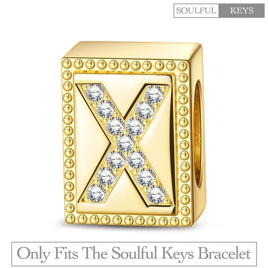 gona- Letter X Tarnish-resistant Silver Rectangular Charms In 14K Gold Plated