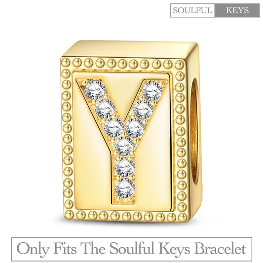 gona- Letter Y Tarnish-resistant Silver Rectangular Charms In 14K Gold Plated