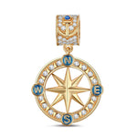 Navigational Stars Tarnish-resistant Silver Dangle Charms With Enamel In 14K Gold Plated