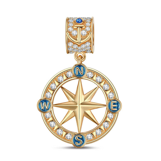 gona- Navigational Stars Tarnish-resistant Silver Dangle Charms With Enamel In 14K Gold Plated