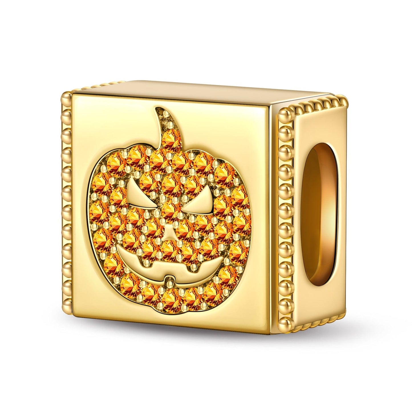 Halloween Pumpkin Tarnish-resistant Silver Rectangular Charms In 14K Gold Plated