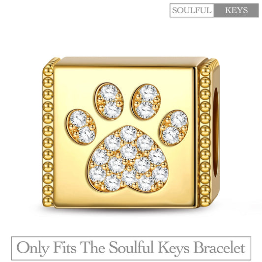 gona- Lovely Paw Tarnish-resistant Silver Rectangular Charms In 14K Gold Plated