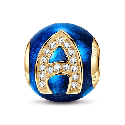 gona- Letter A Tarnish-resistant Silver Charms With Enamel In 14K Gold Plated