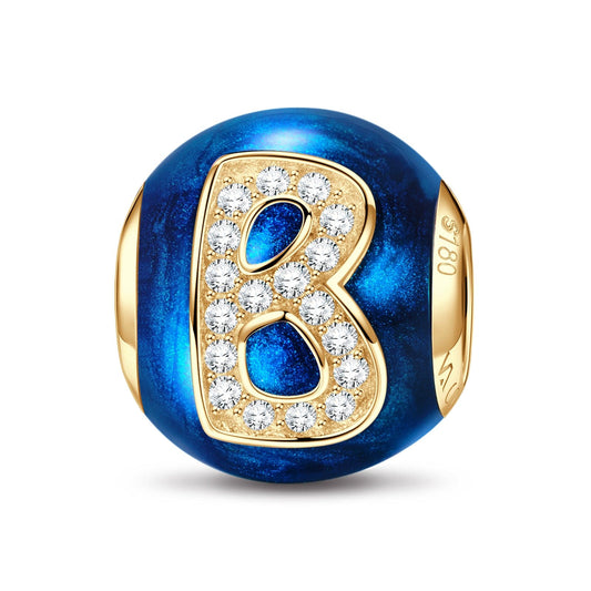 gona- Letter B Tarnish-resistant Silver Charms With Enamel In 14K Gold Plated