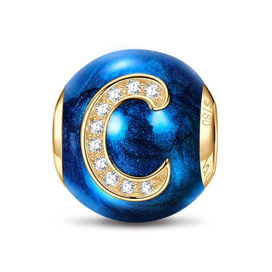 gona- Letter C Tarnish-resistant Silver Charms With Enamel In 14K Gold Plated