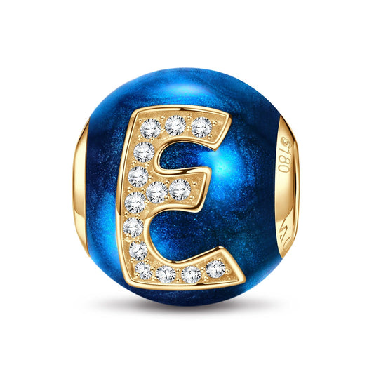 gona- Letter E Tarnish-resistant Silver Charms With Enamel In 14K Gold Plated