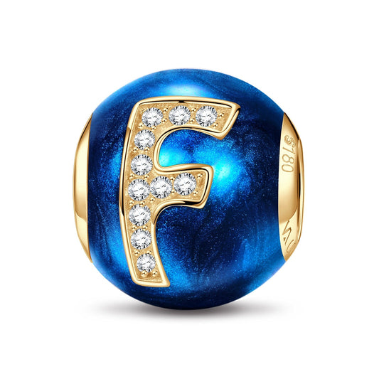 gona- Letter F Tarnish-resistant Silver Charms With Enamel In 14K Gold Plated