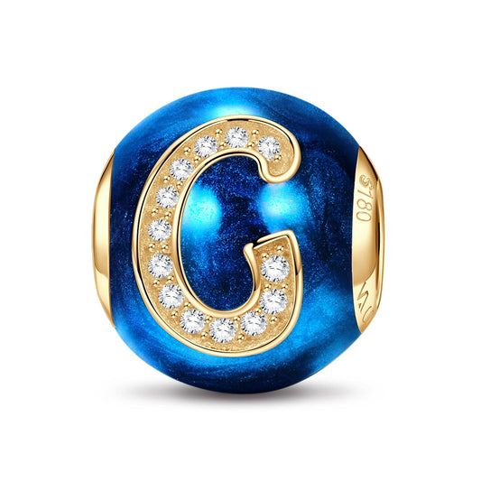 gona- Letter G Tarnish-resistant Silver Charms With Enamel In 14K Gold Plated