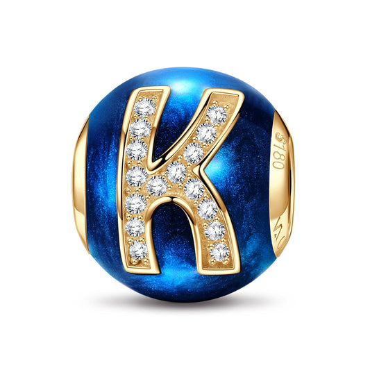 gona- Letter K Tarnish-resistant Silver Charms With Enamel In 14K Gold Plated