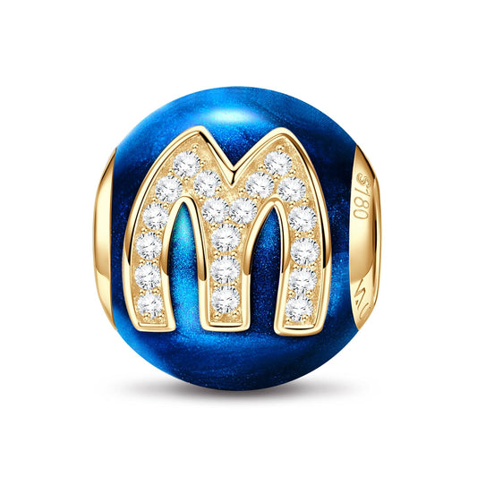 gona- Letter M Tarnish-resistant Silver Charms With Enamel In 14K Gold Plated