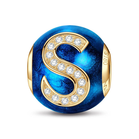 gona- Letter S Tarnish-resistant Silver Charms With Enamel In 14K Gold Plated