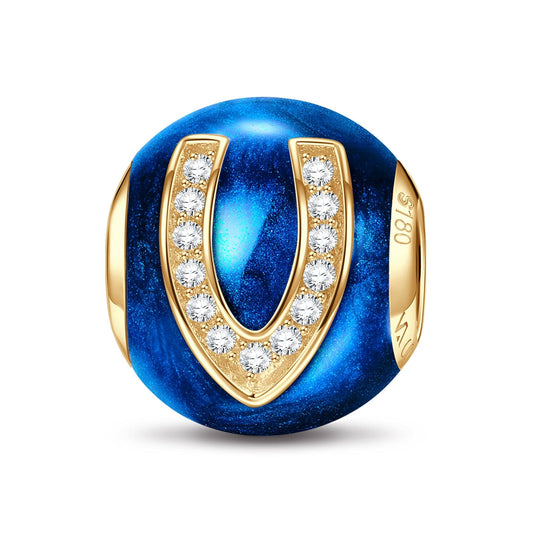 gona- Letter V Tarnish-resistant Silver Charms With Enamel In 14K Gold Plated