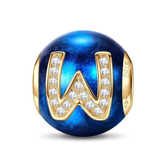 gona- Letter W Tarnish-resistant Silver Charms With Enamel In 14K Gold Plated