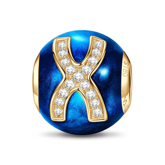 gona- Letter X Tarnish-resistant Silver Charms With Enamel In 14K Gold Plated