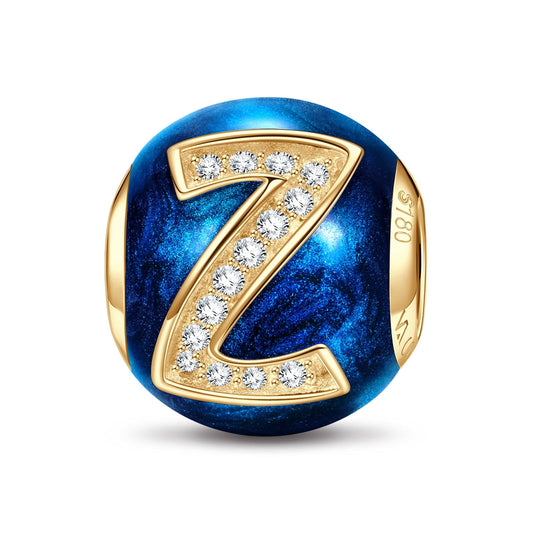gona- Letter Z Tarnish-resistant Silver Charms With Enamel In 14K Gold Plated
