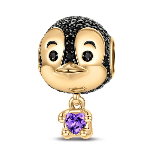gona- Baby Penguin Tarnish-resistant Silver Animal Dangle Charms With Enamel In 14K Gold Plated - Heartful Hugs Collection