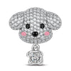 Teddy Baby Tarnish-resistant Silver Animal Dangle Charms With Enamel In White Gold Plated - Heartful Hugs Collection