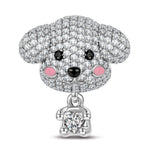 Teddy Baby Tarnish-resistant Silver Animal Dangle Charms With Enamel In White Gold Plated - Heartful Hugs Collection