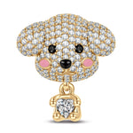 Teddy Baby Tarnish-resistant Silver Animal Dangle Charms With Enamel In 14K Gold Plated - Heartful Hugs Collection