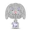 Love Hug Bunny Tarnish-resistant Silver Animal Dangle Charms With Enamel In White Gold Plated - Heartful Hugs Collection