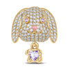 Love Hug Bunny Tarnish-resistant Silver Animal Dangle Charms With Enamel In 14K Gold Plated - Heartful Hugs Collection